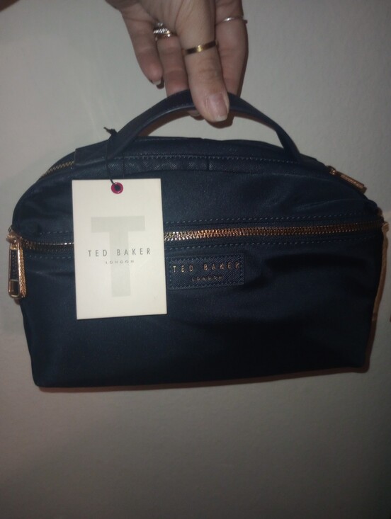 Ted Baker London Handbags - Ted Baker London Navy Blue Cosmetic Bag with Gold Hardware
